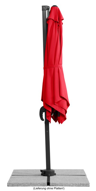Schneider parasol Rhodos Junior in red, 230x230 cm, closed, on a white background.