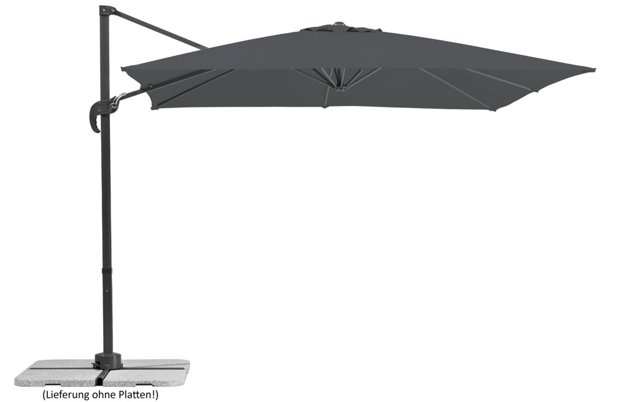 Schneider parasol Rhodos Junior in anthracite, 270x270 cm, on a white background.