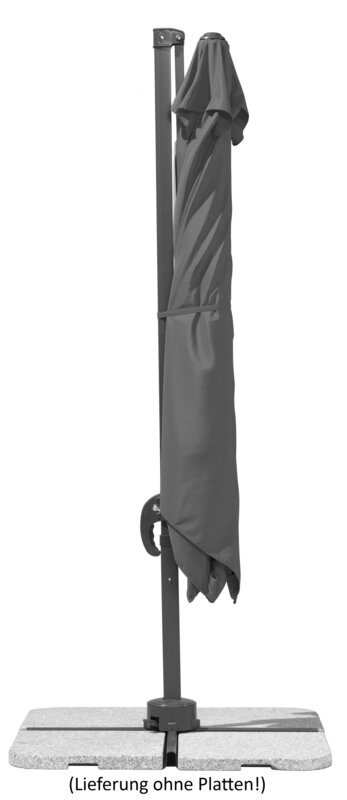 Schneider parasol Rhodos Junior in anthracite, 270x270 cm, closed, on a white background.