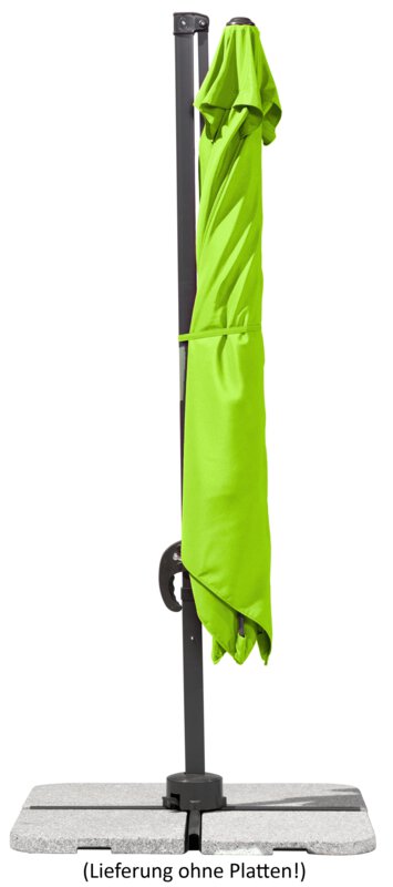 Schneider parasol Rhodos Junior in apple green, 270x270 cm, closed, on a white background.