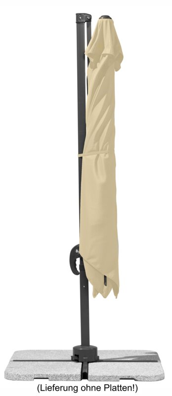 Schneider parasol Rhodos Junior in ecru, 270x270 cm, closed, on a white background.