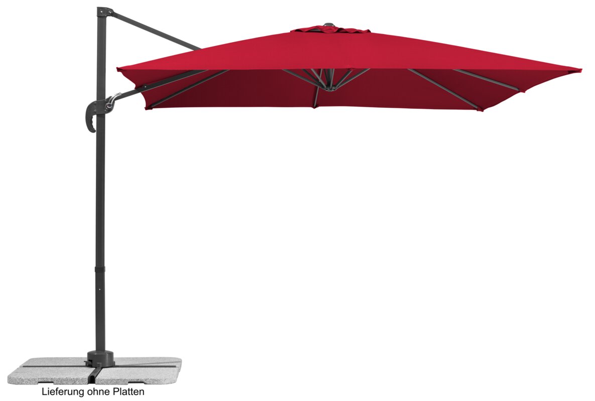 Schneider parasol Rhodos Junior in red, 270x270 cm, on a white background.