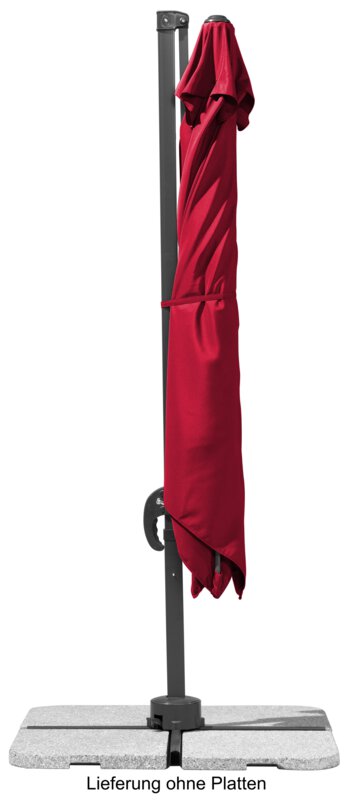 Schneider parasol Rhodos Junior in red, 270x270 cm, closed, on a white background.