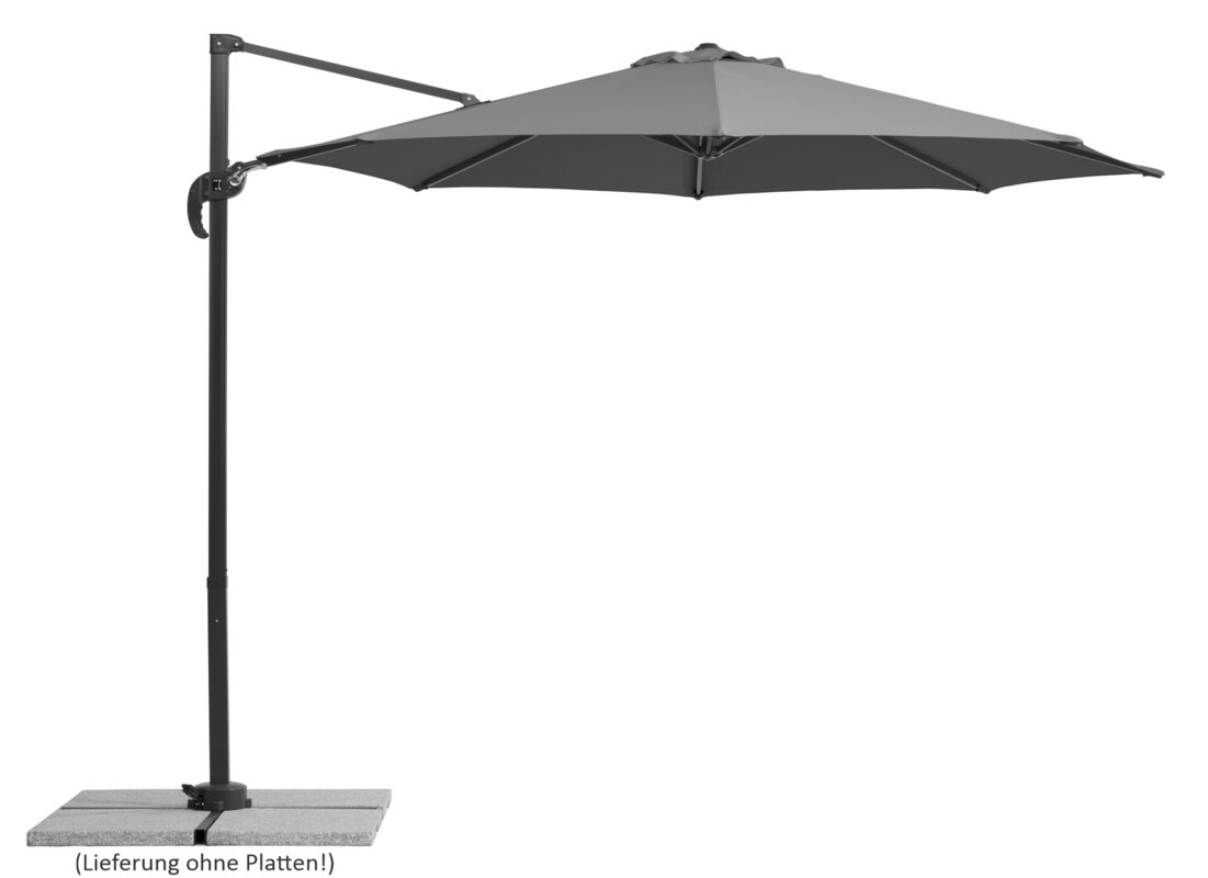 Schneider parasol Rhodos Junior in anthracite, 300 cm diameter, on a white background.