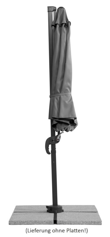 Schneider parasol Rhodos Junior in anthracite, 300 cm diameter, closed, on a white background.