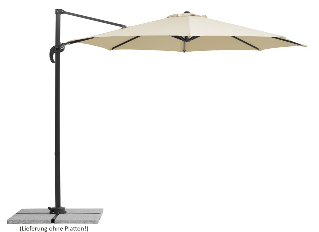 Schneider parasol Rhodos Junior in ecru, 300 cm diameter, on a white background.
