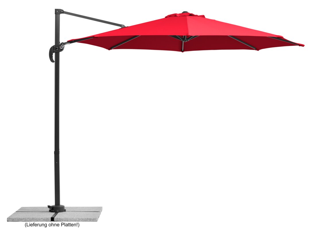 Schneider parasol Rhodos Junior in red, 300 cm diameter, on a white background.
