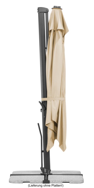 Schneider parasol Rhodos Smart in ecru, 300x300 cm, closed, on a white background.