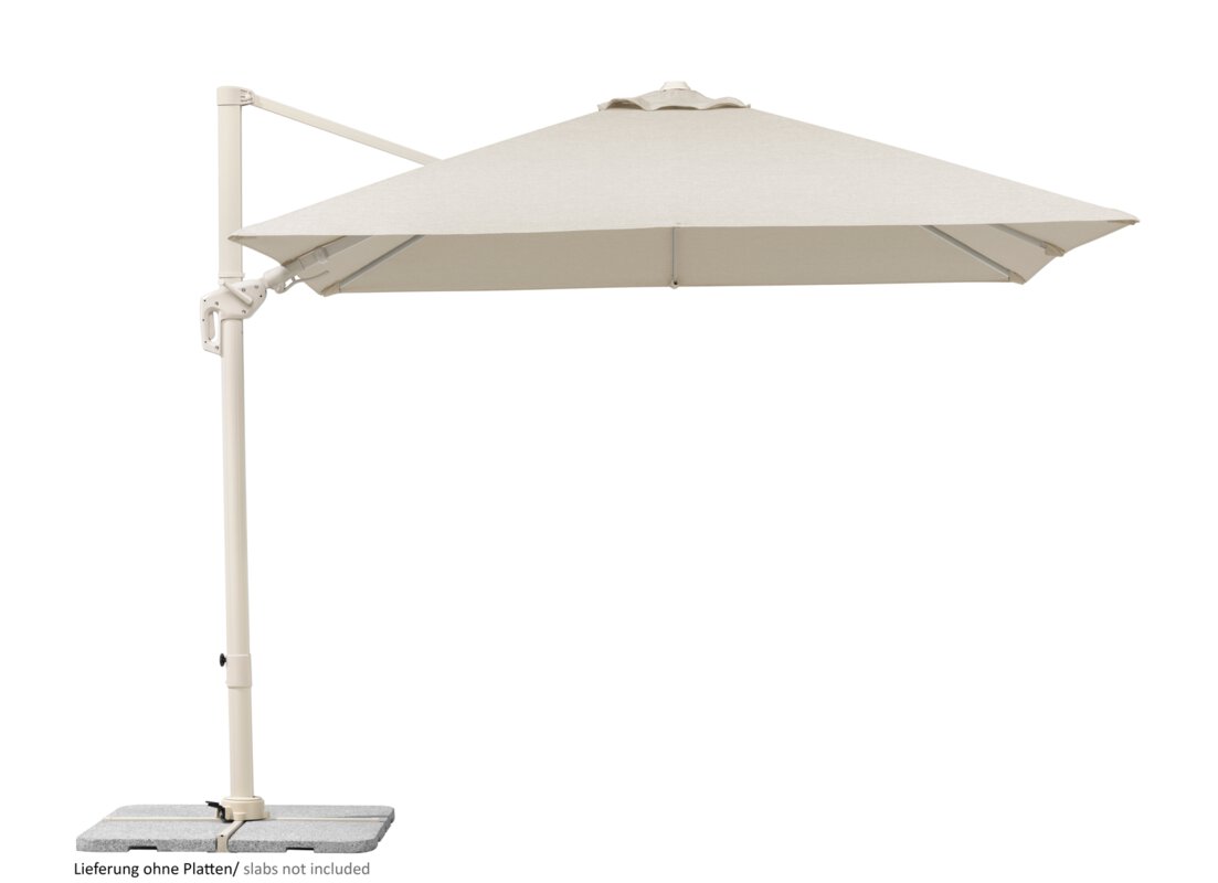 Schneider Sonnenschirm Rhodos Twist Comfy in Natur, 300x300 cm, auf weißem Hintergrund.