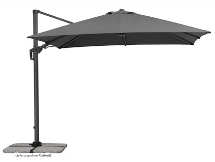 Schneider parasol Rhodos Twist in anthracite, 300x300 cm, on a white background.