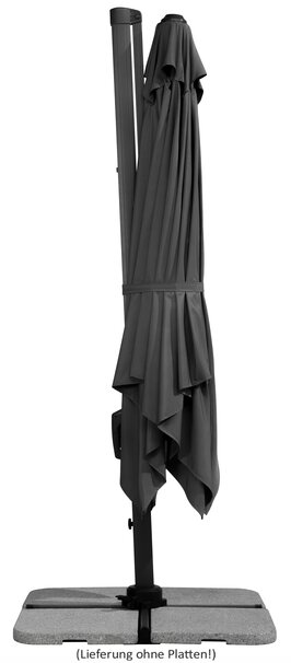 Schneider parasol Rhodos Twist in anthracite, 300x300 cm, closed, on a white background.