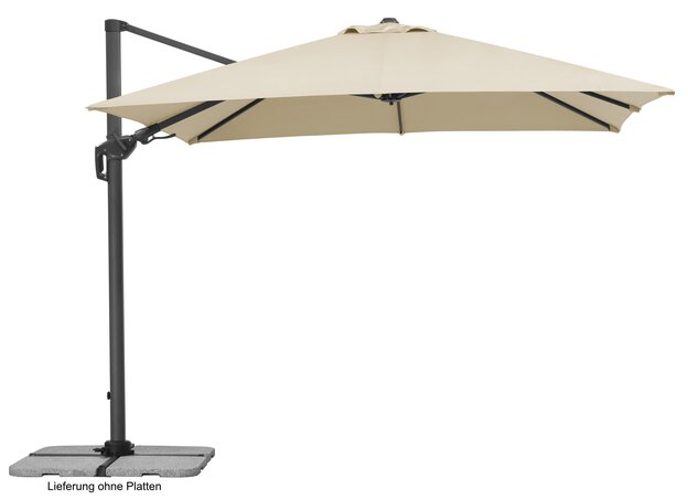 Schneider parasol Rhodos Twist in ecru, 300x300 cm, on a white background.