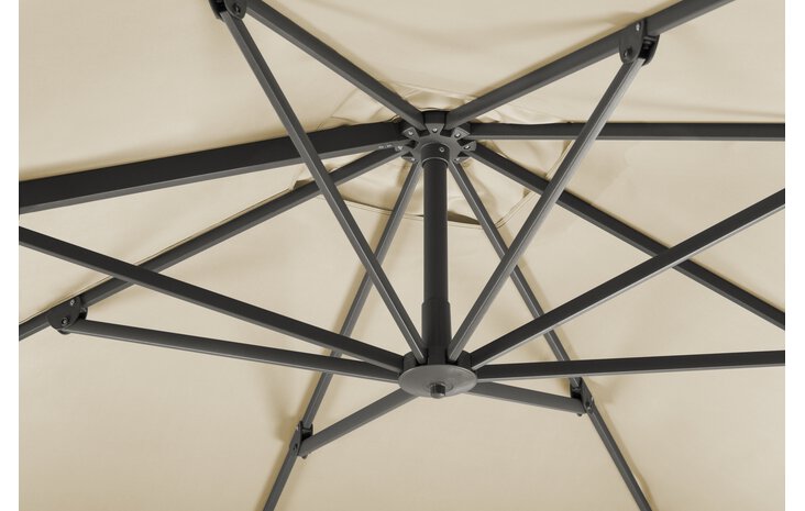 Schneider Schirme Rhodos Twist in ecru, 300x300 cm - close-up of the ribs.