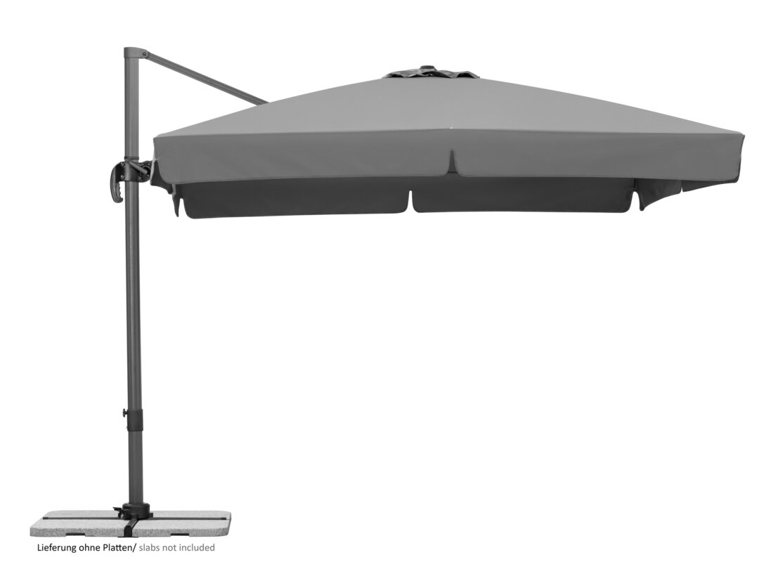 Schneider parasol Rhodos in anthracite, 300x300 cm, on a white background.