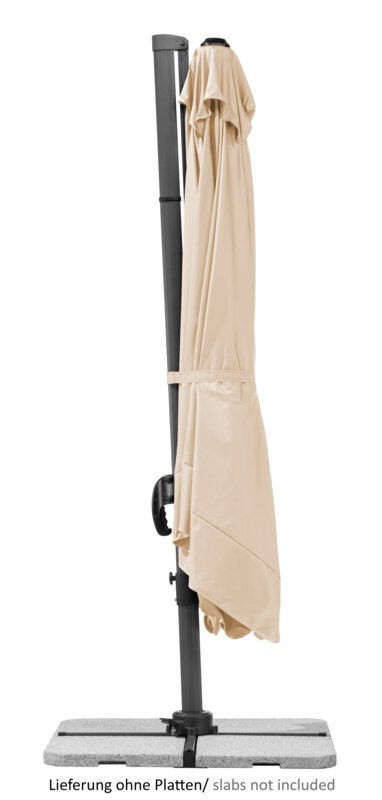 Schneider parasol Rhodos in ecru, 300x300 cm, closed, on a white background.