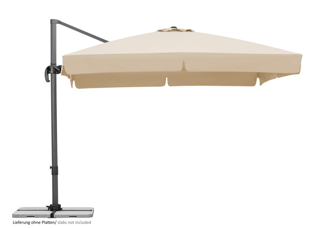 Schneider parasol Rhodos in ecru, 300x300 cm, on a white background.