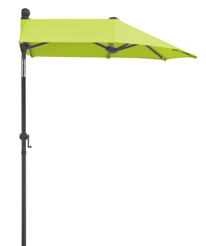 Schneider parasol Salerno mezza in apple green, 150x150 cm, on a white background.