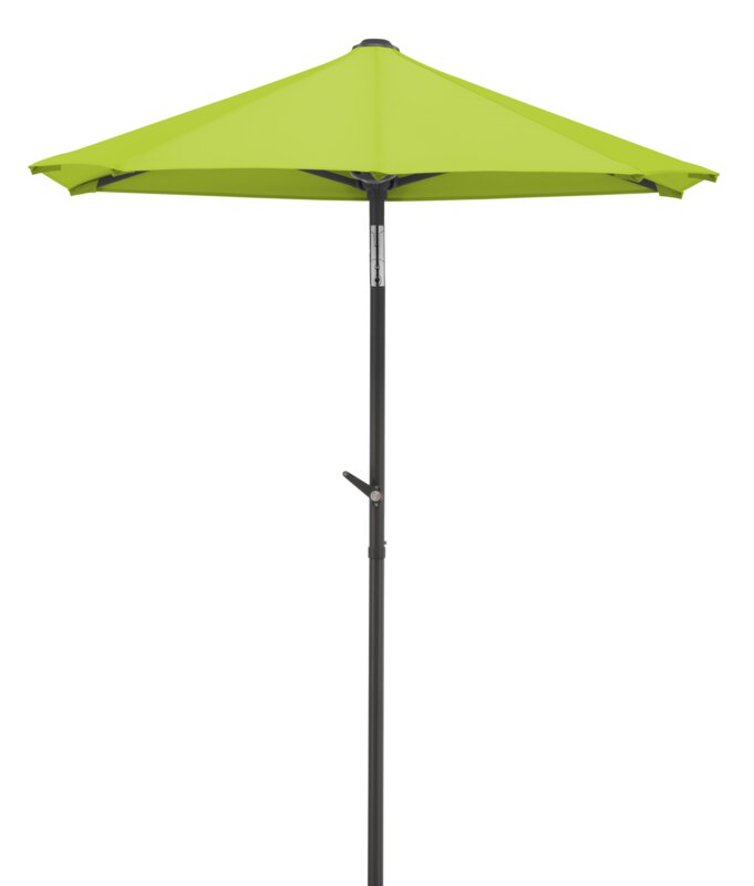 Schneider parasol Salerno mezza in apple green, 150x150 cm, on a white background.