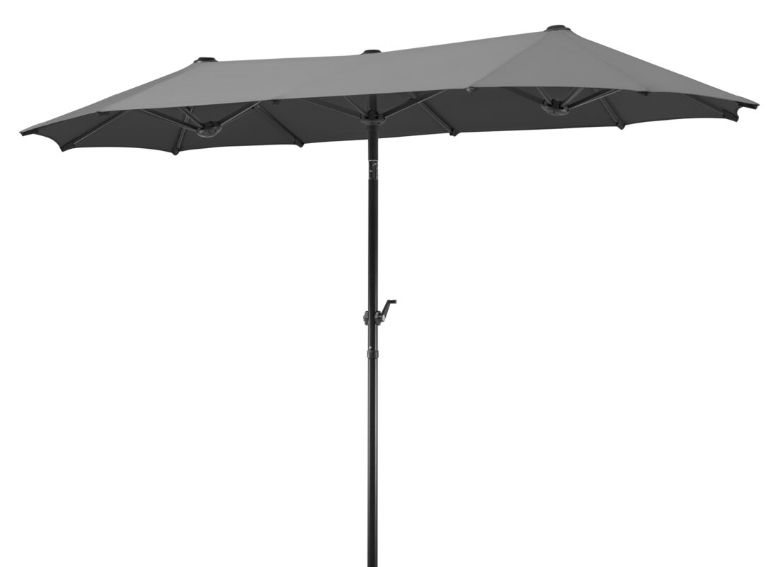 Schneider parasol Salerno in anthracite, 300x150 cm, on a white background.