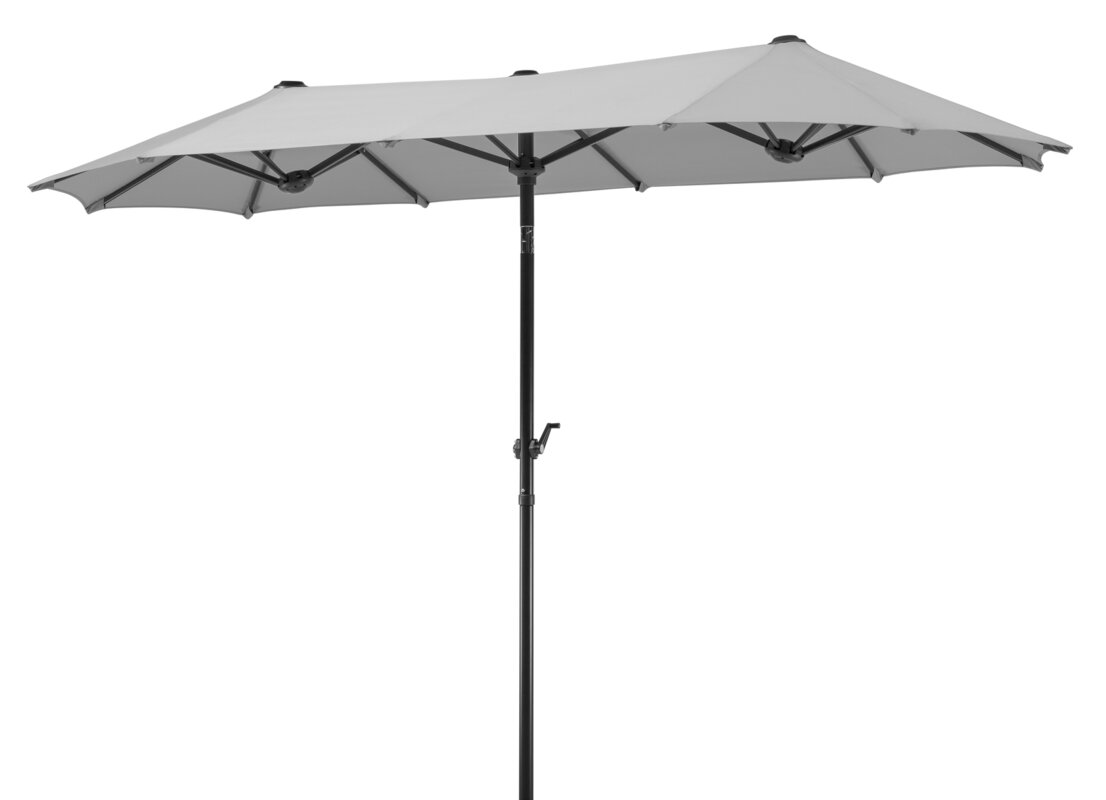 Schneider Sonnenschirm Salerno in Silbergrau, 300x150 cm, auf weißem Hintergrund.