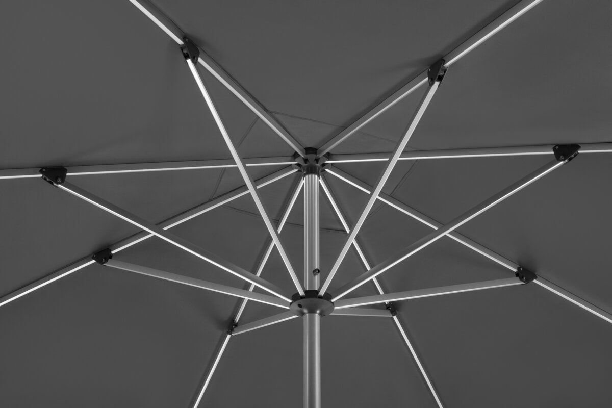Schneider parasol Santorini in anthracite, 325x325 cm - close-up of the frame.