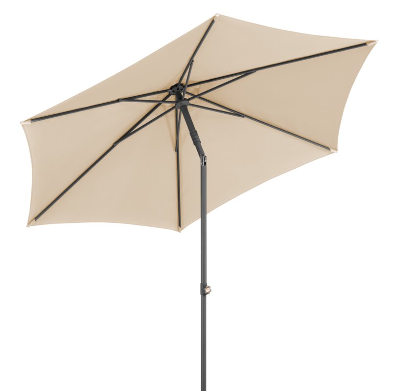 Schneider parasol Sevilla in ecru, 270 cm diameter, tilted, on a white background.