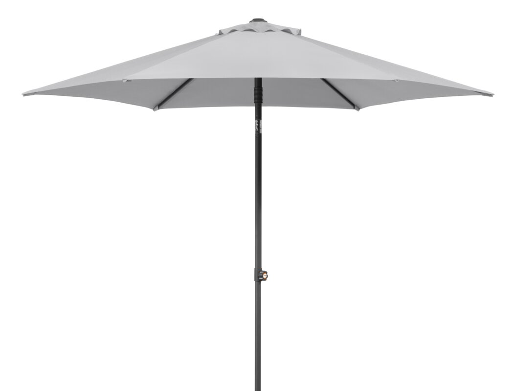 Schneider parasol Sevilla in silver grey, 270 cm diameter, on a white background.