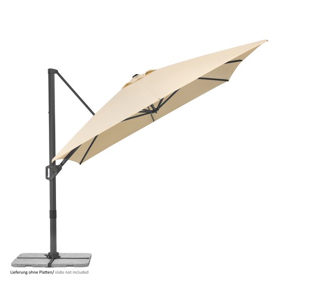 Schneider Sonnenschirm Tavo in Natur, 400x300 cm, geneigt, auf weißem Hintergrund.