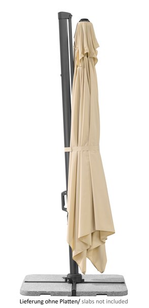 Schneider Sonnenschirm Tavo in Natur, 400x300 cm, geschlossen, auf weißem Hintergrund.