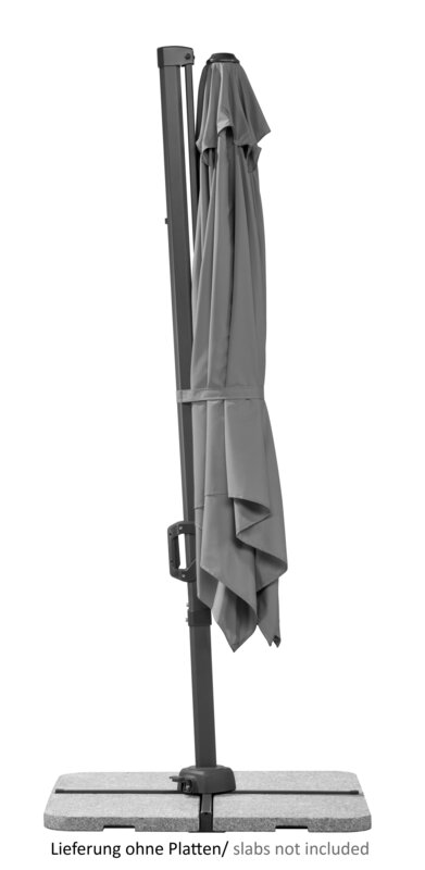 Schneider Sonnenschirm Vivasol in Anthrazit, 270x270 cm, geschlossen, auf weißem Hintergrund.
