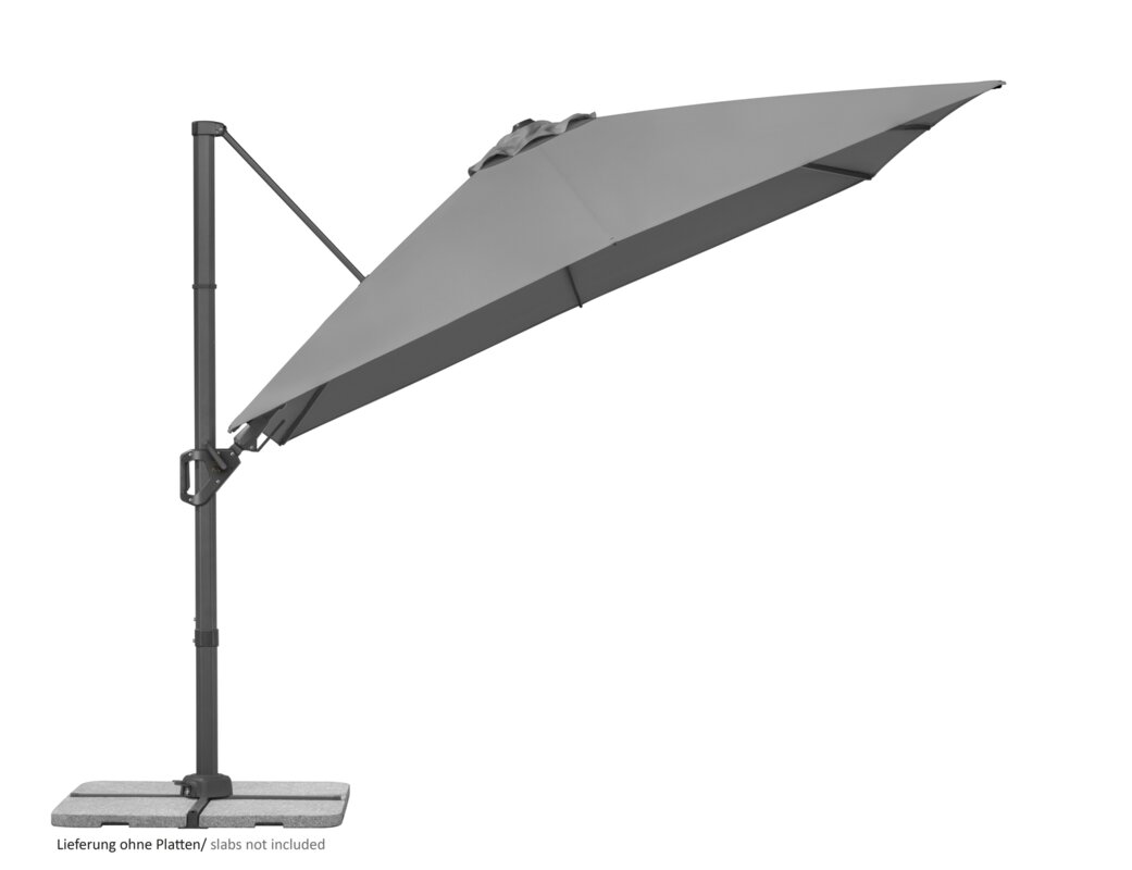Schneider Sonnenschirm Vivasol in Anthrazit, 300x300 cm, geneigt, auf weißem Hintergrund.