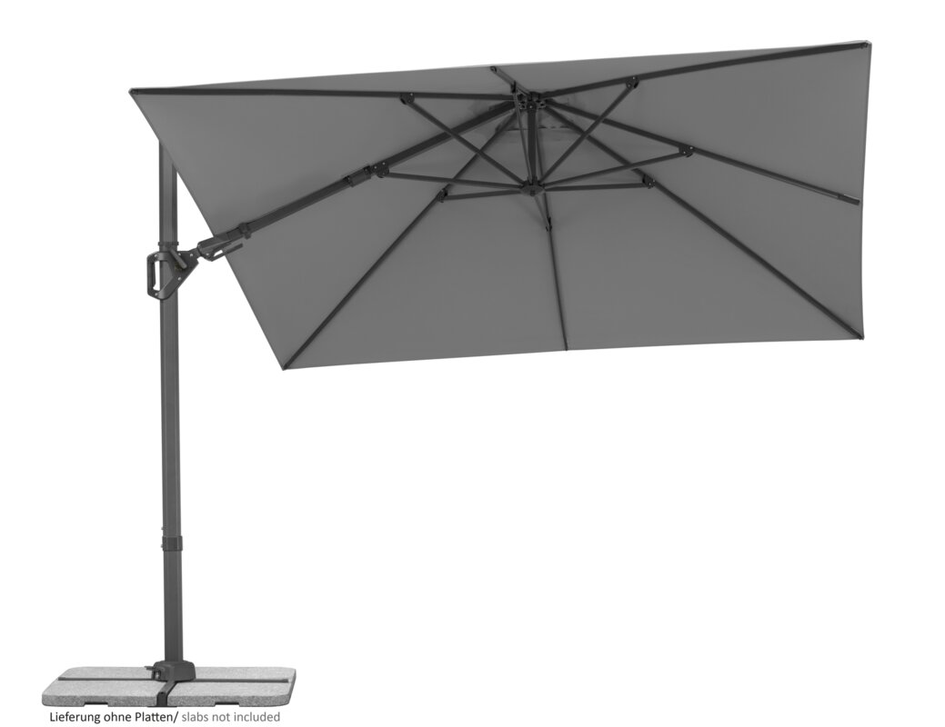 Schneider Sonnenschirm Vivasol in Anthrazit, 300x300 cm, gekippt, auf weißem Hintergrund.