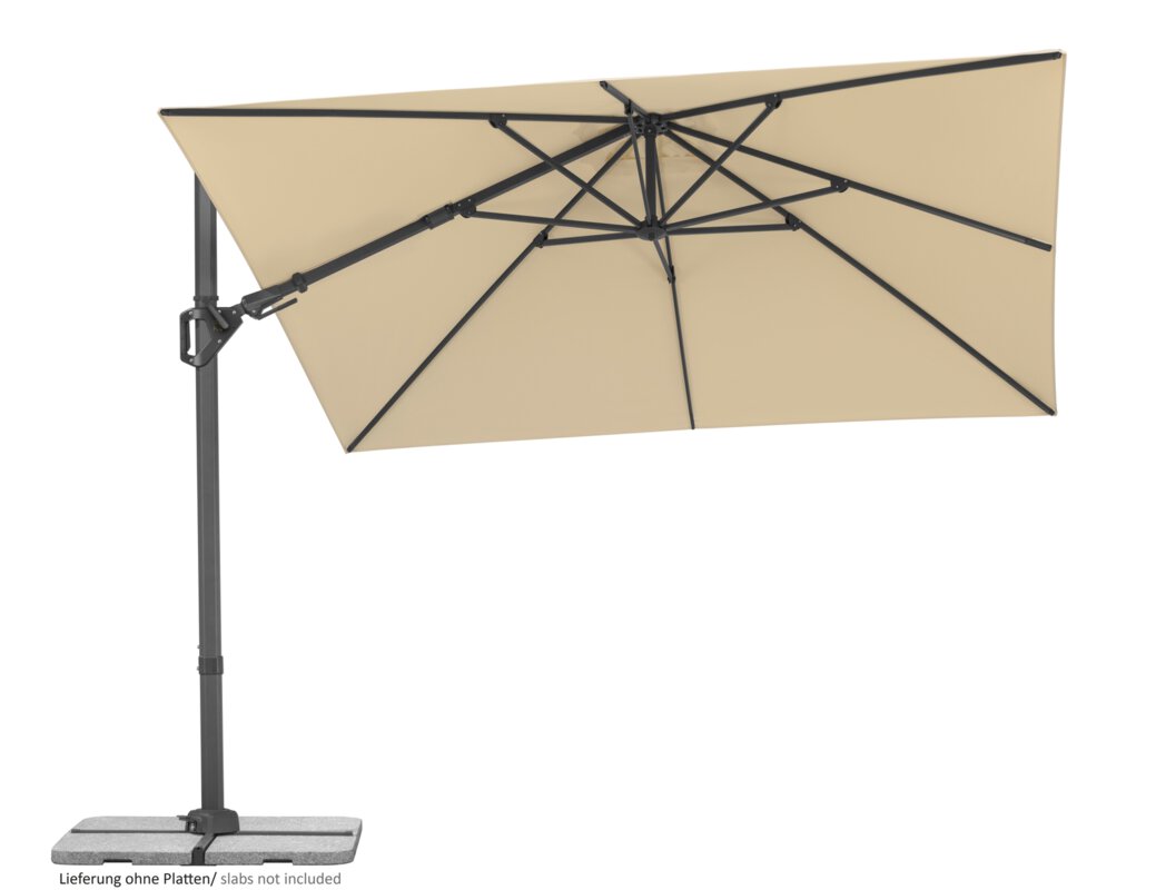 Schneider Sonnenschirm Vivasol in Natur, 300x300 cm, gekippt, auf weißem Hintergrund.