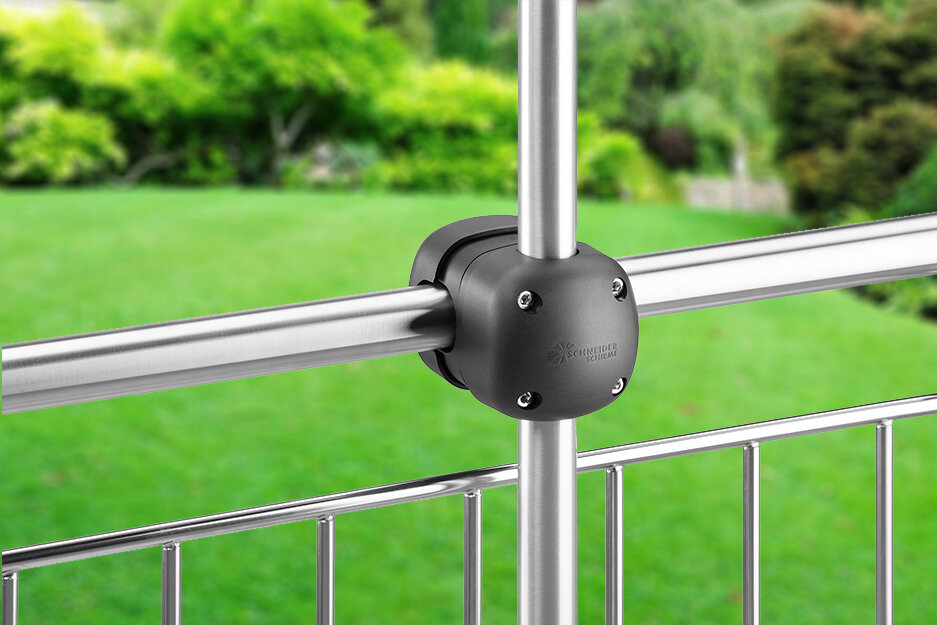 Schneider parasol holder Maxi for stable balcony mounting of parasols Ø 25–38 mm – space-saving alternative to a parasol base, ideal for small balconies.